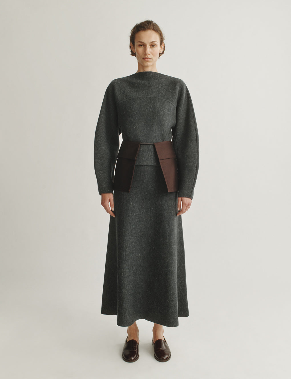 Womens | The Knit Corset Skirt in Wool-Silk Melange | Anthracite