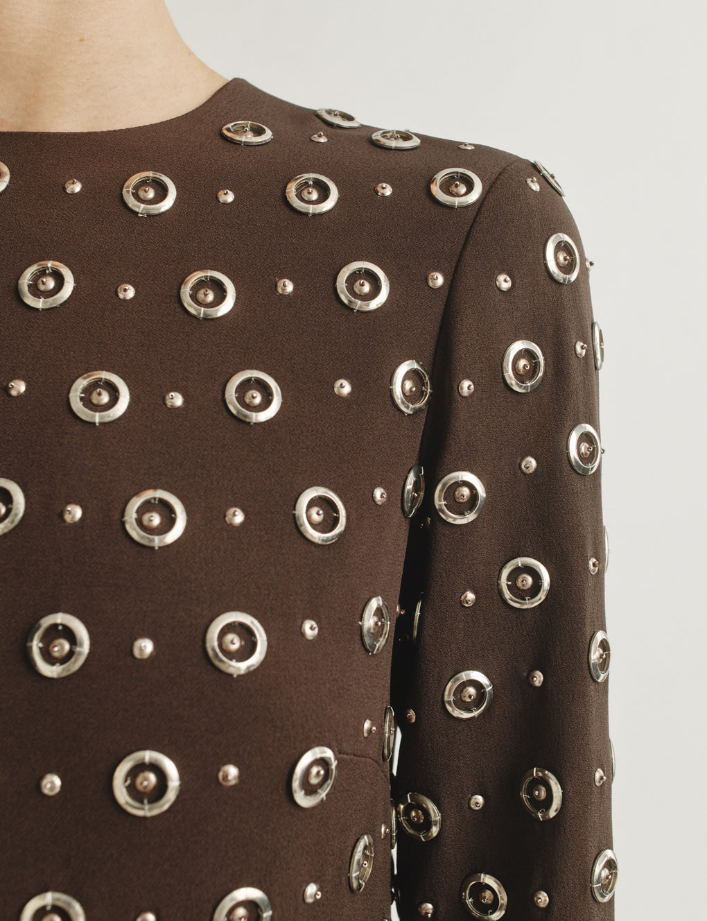 Womens | The Tunic in Embroidered Crepe | Espresso
