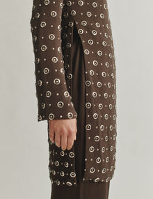Womens | The Tunic in Embroidered Crepe | Espresso