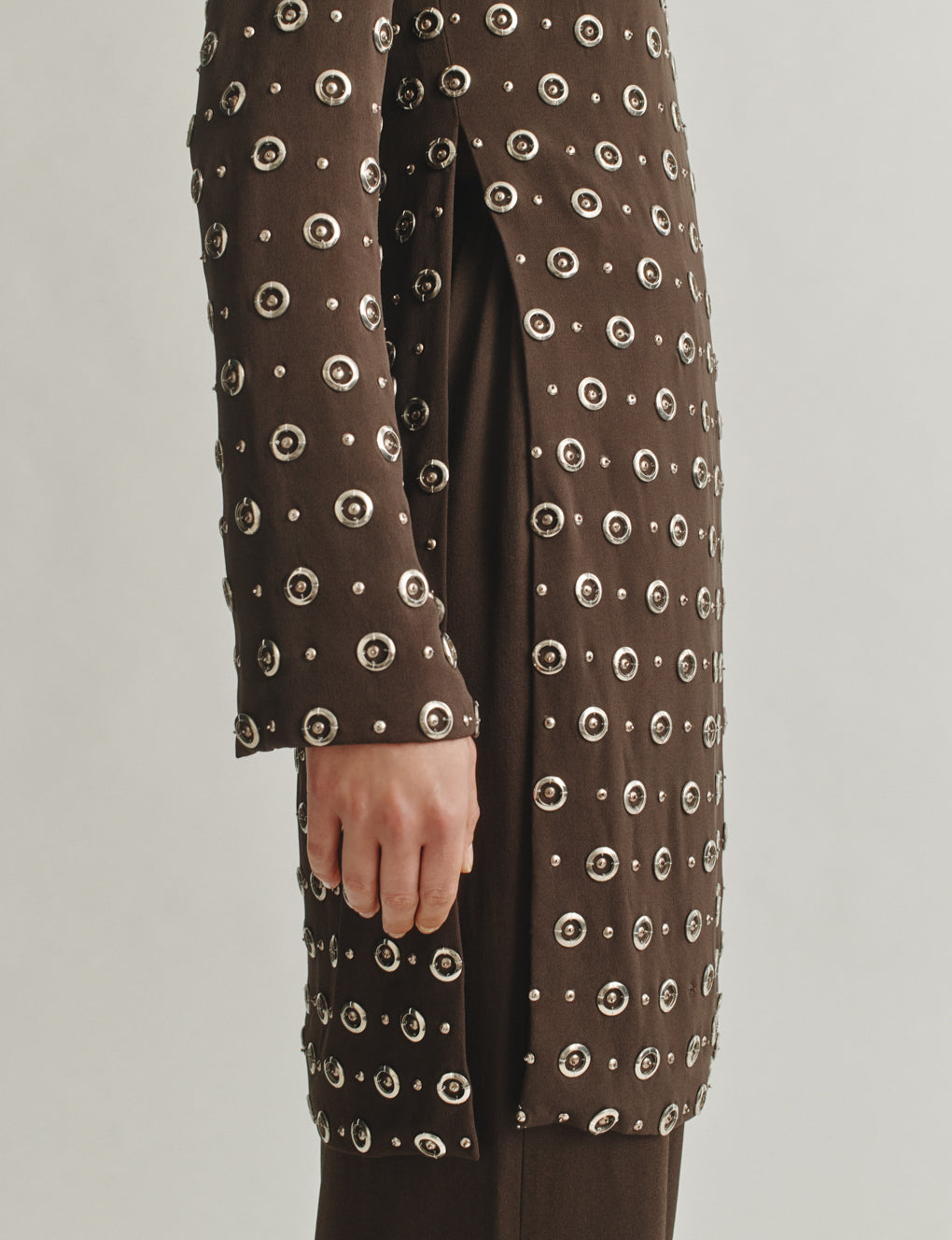 Womens | The Tunic in Embroidered Crepe | Espresso
