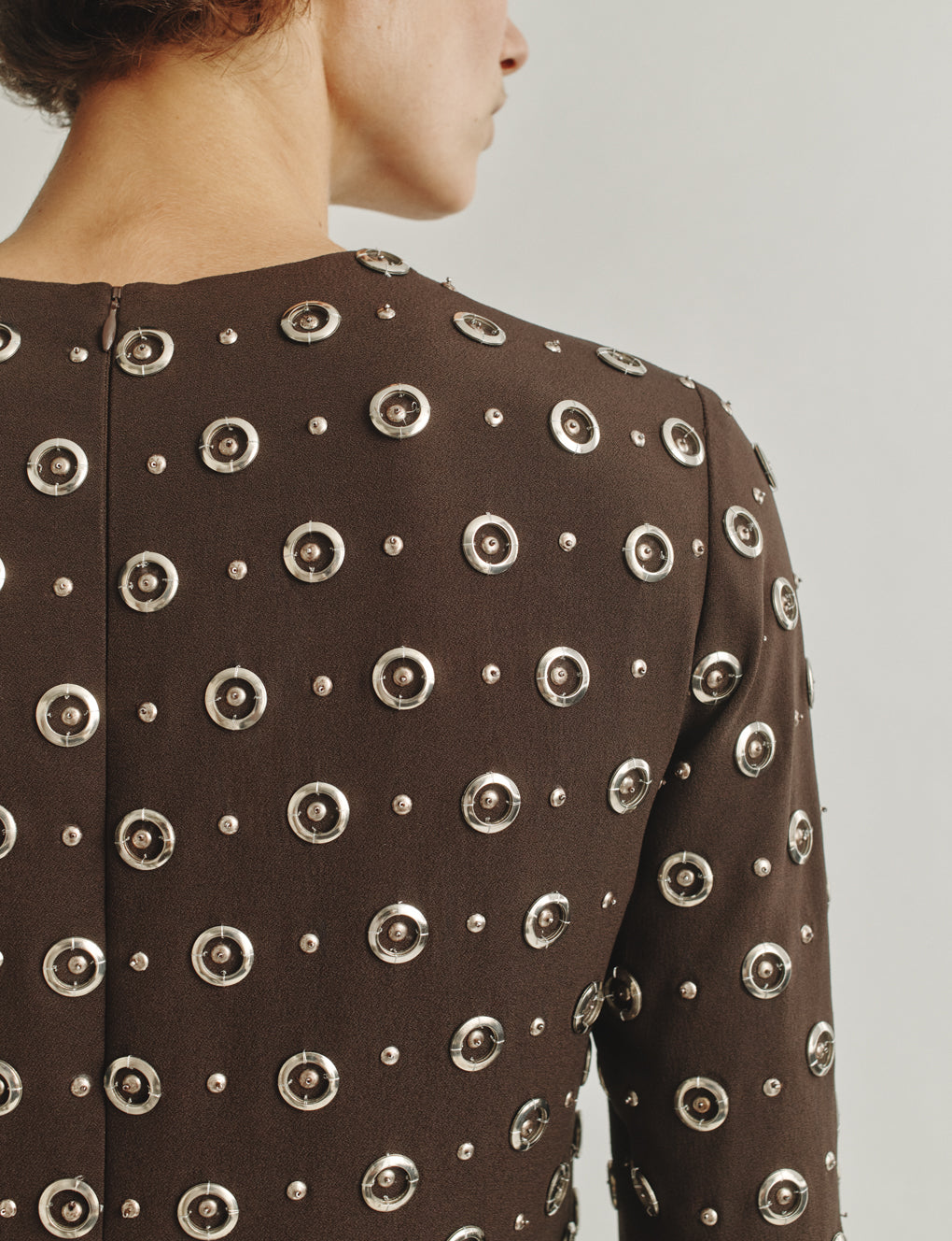Womens | The Tunic in Embroidered Crepe | Espresso