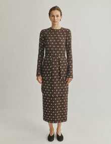 Womens | The Tunic in Embroidered Crepe | Espresso