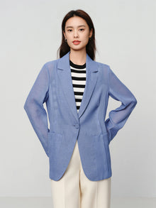 Straight-cut Blazer | Blue