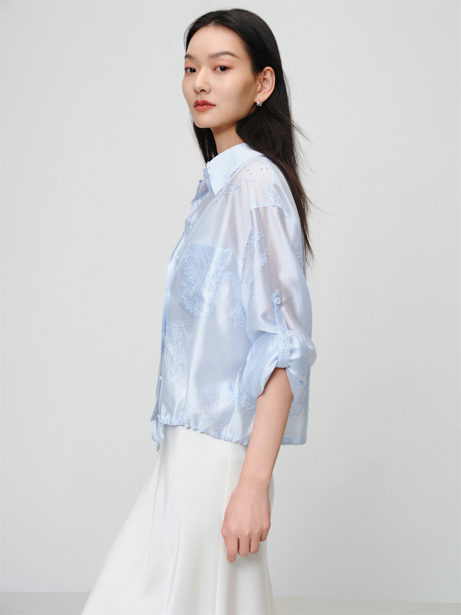 Lustrous Shirt Top | Blue