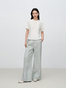 Loose Linen Straight-Leg Pants | Green