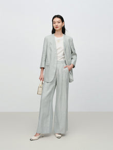 Loose Linen Straight-Leg Pants | Green