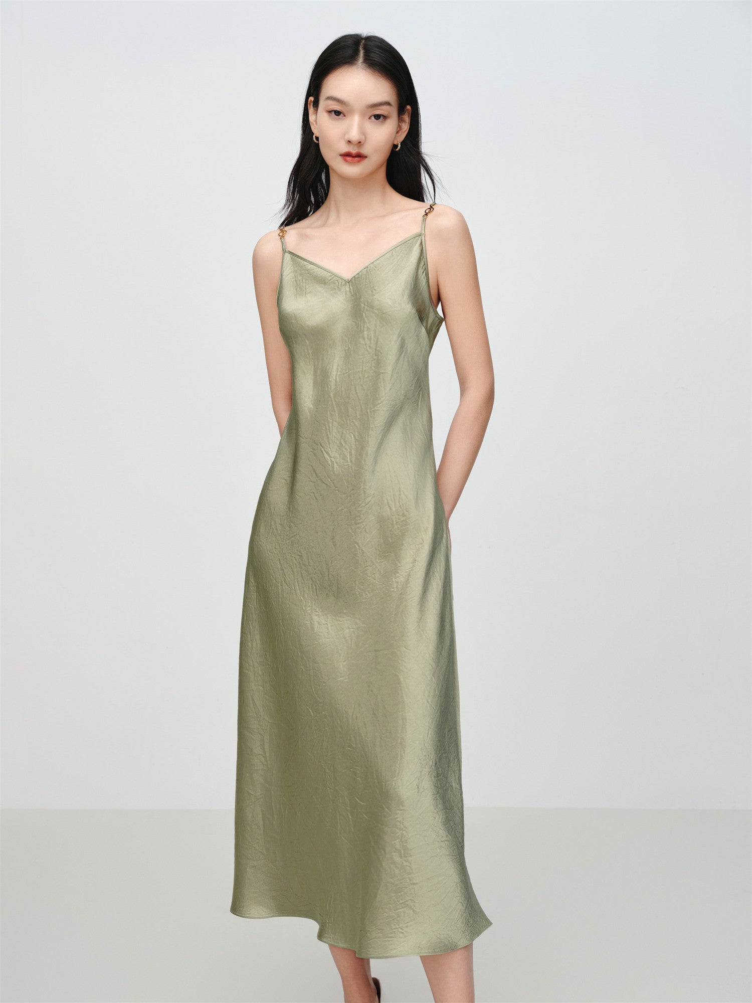 Acetate Slip Dress | Green