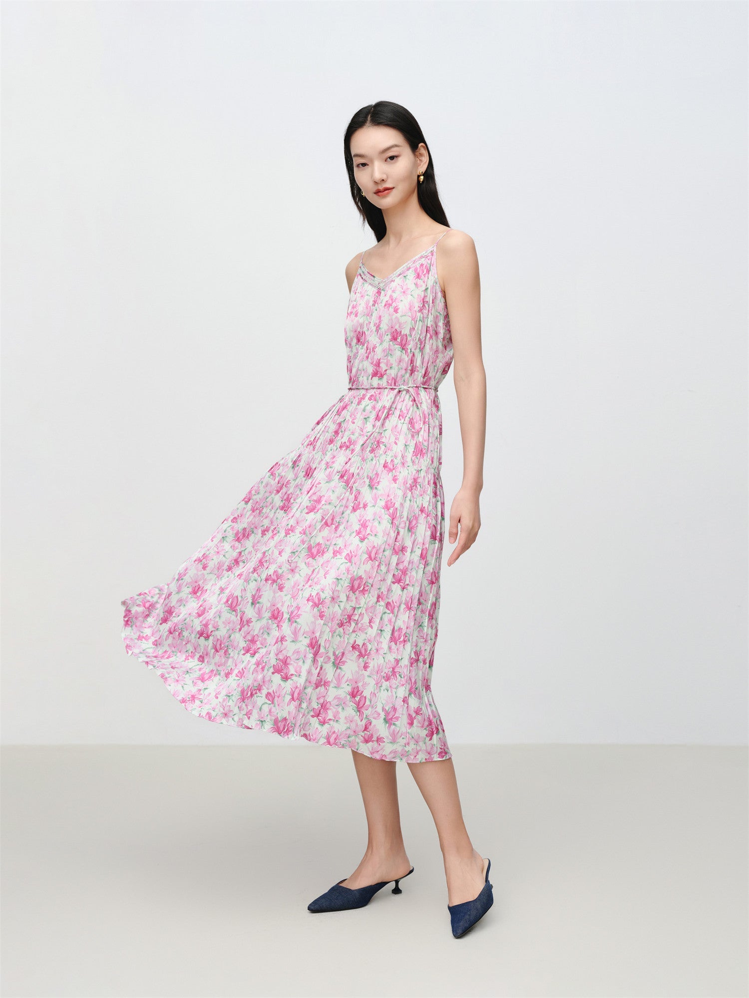 Pleated Slip Dress | Rose Red