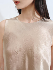Acetate Crew Neck Inner Vest | Khaki
