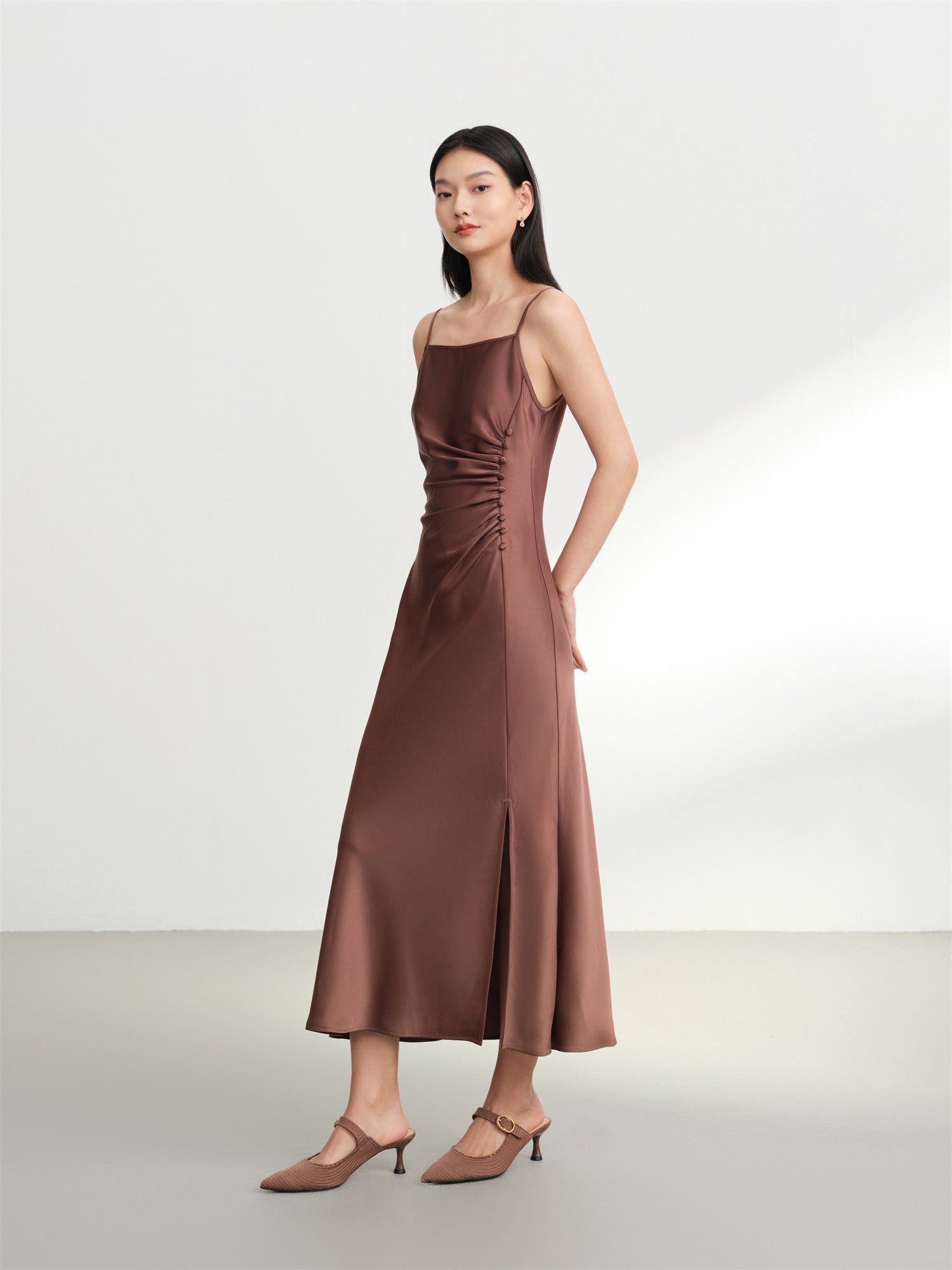 Tri-acetate Slip Dress | Brown
