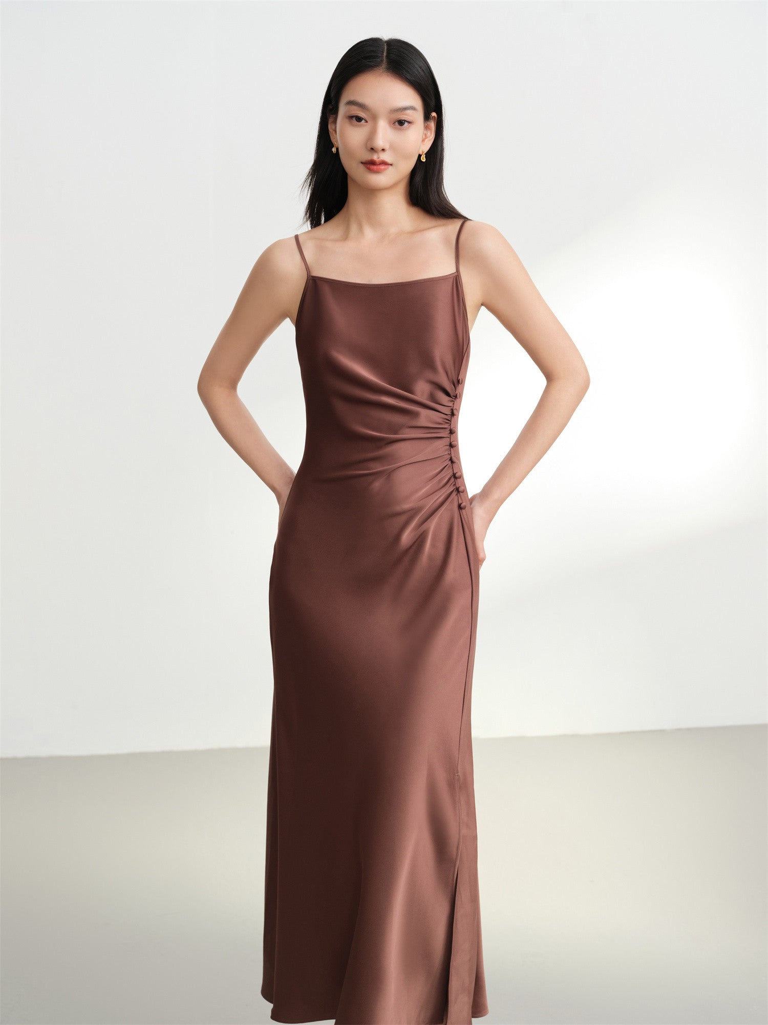 Tri-acetate Slip Dress | Brown