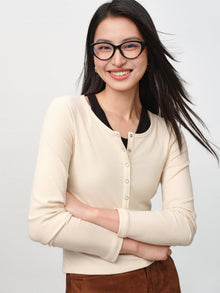 Slim-Fit Knit Base Layer Top | Beige/Black