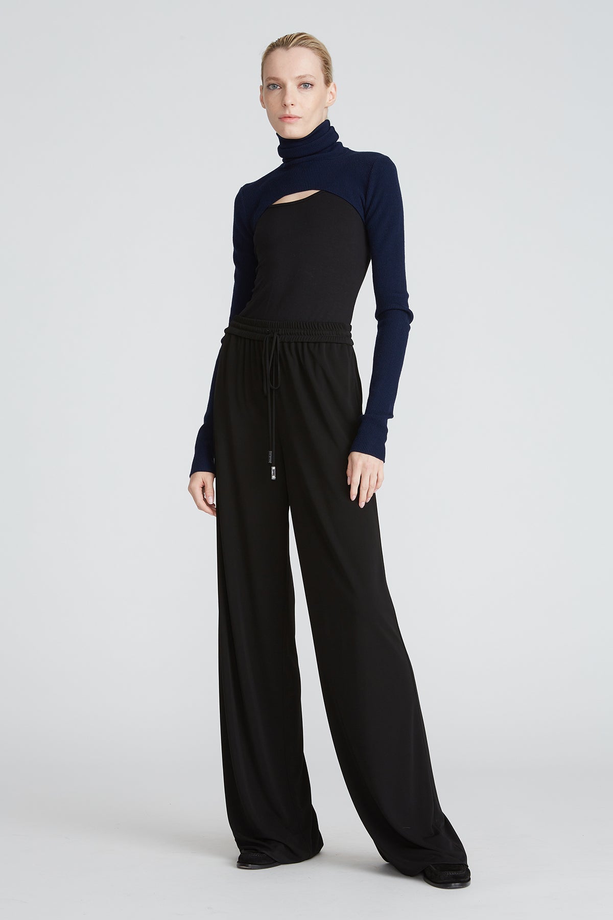 Halston | Mina Turtleneck Shrug | Navy