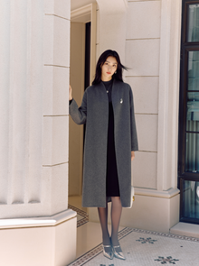 Chinese Style Cashmere Coat | Grey
