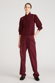 Halston | Auden Wool Cash Cable Shrug | Merlot