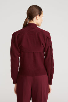 Halston | Auden Wool Cash Cable Shrug | Merlot