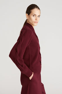 Halston | Auden Wool Cash Cable Shrug | Merlot