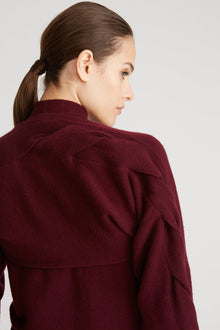 Halston | Auden Wool Cash Cable Shrug | Merlot
