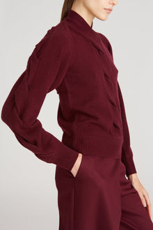 Halston | Auden Wool Cash Cable Shrug | Merlot