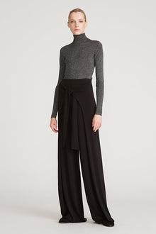 Halston | Fai Lurex Turtleneck Sweater | Black/ Silver