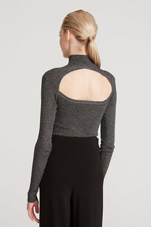 Halston | Fai Lurex Turtleneck Sweater | Black/ Silver