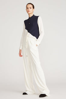 Halston | Eden Color Block Blouse | Navy And Chalk