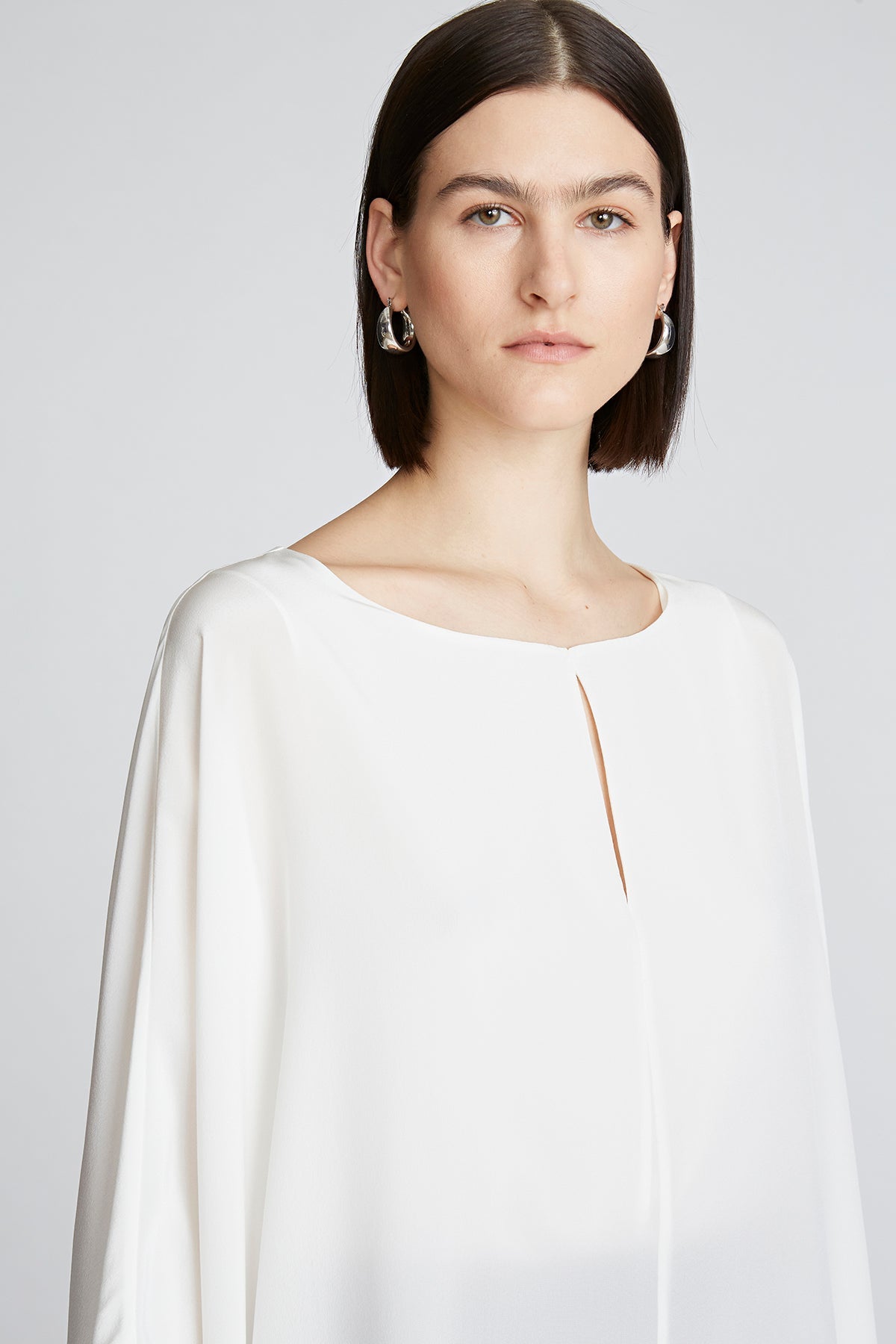 Halston | Wendy Top In Crepe De Chine | Chalk