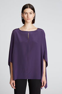 Halston | Wendy Top In Crepe De Chine | Eggplant