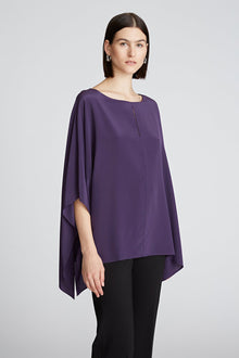 Halston | Wendy Top In Crepe De Chine | Eggplant