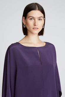 Halston | Wendy Top In Crepe De Chine | Eggplant