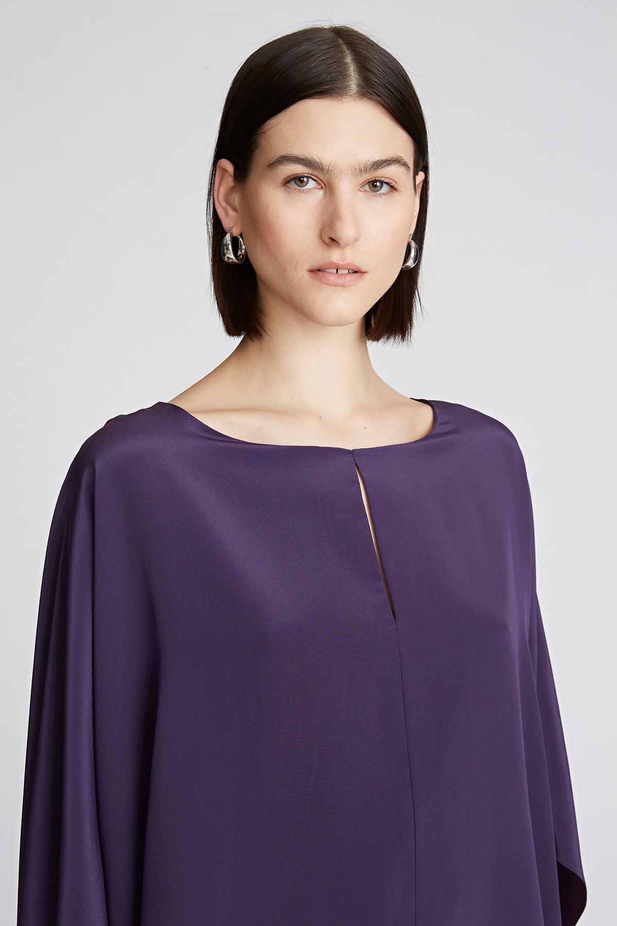 Halston | Wendy Top In Crepe De Chine | Eggplant