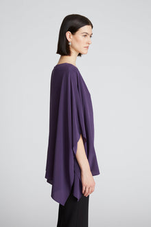 Halston | Wendy Top In Crepe De Chine | Eggplant