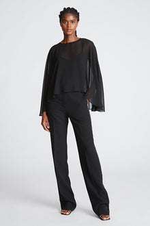 Halston | Lilly Top In Chiffon/Jersey | Black