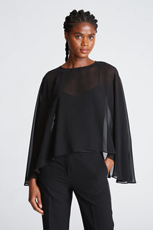 Halston | Lilly Top In Chiffon/Jersey | Black