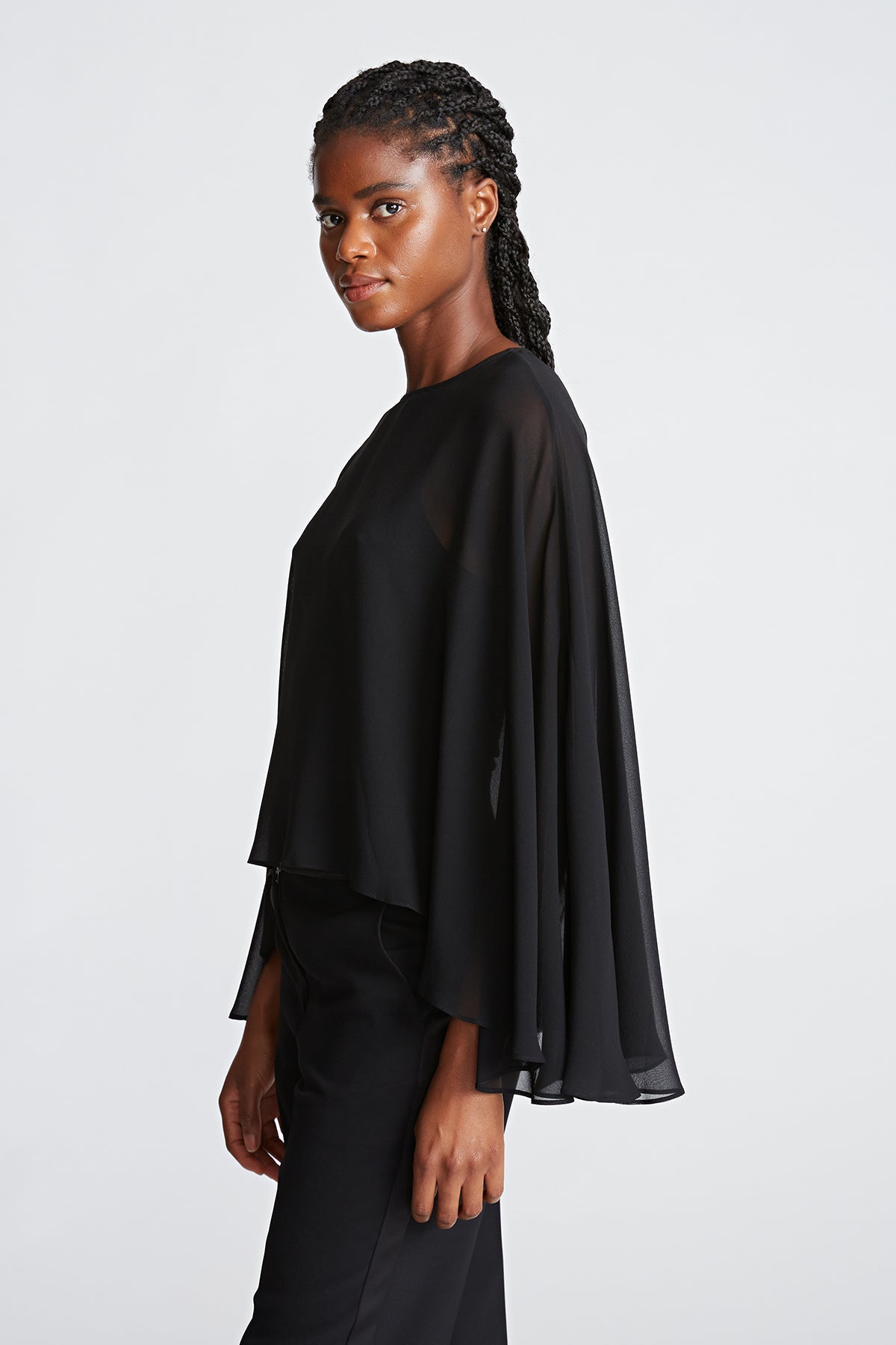 Halston | Lilly Top In Chiffon/Jersey | Black