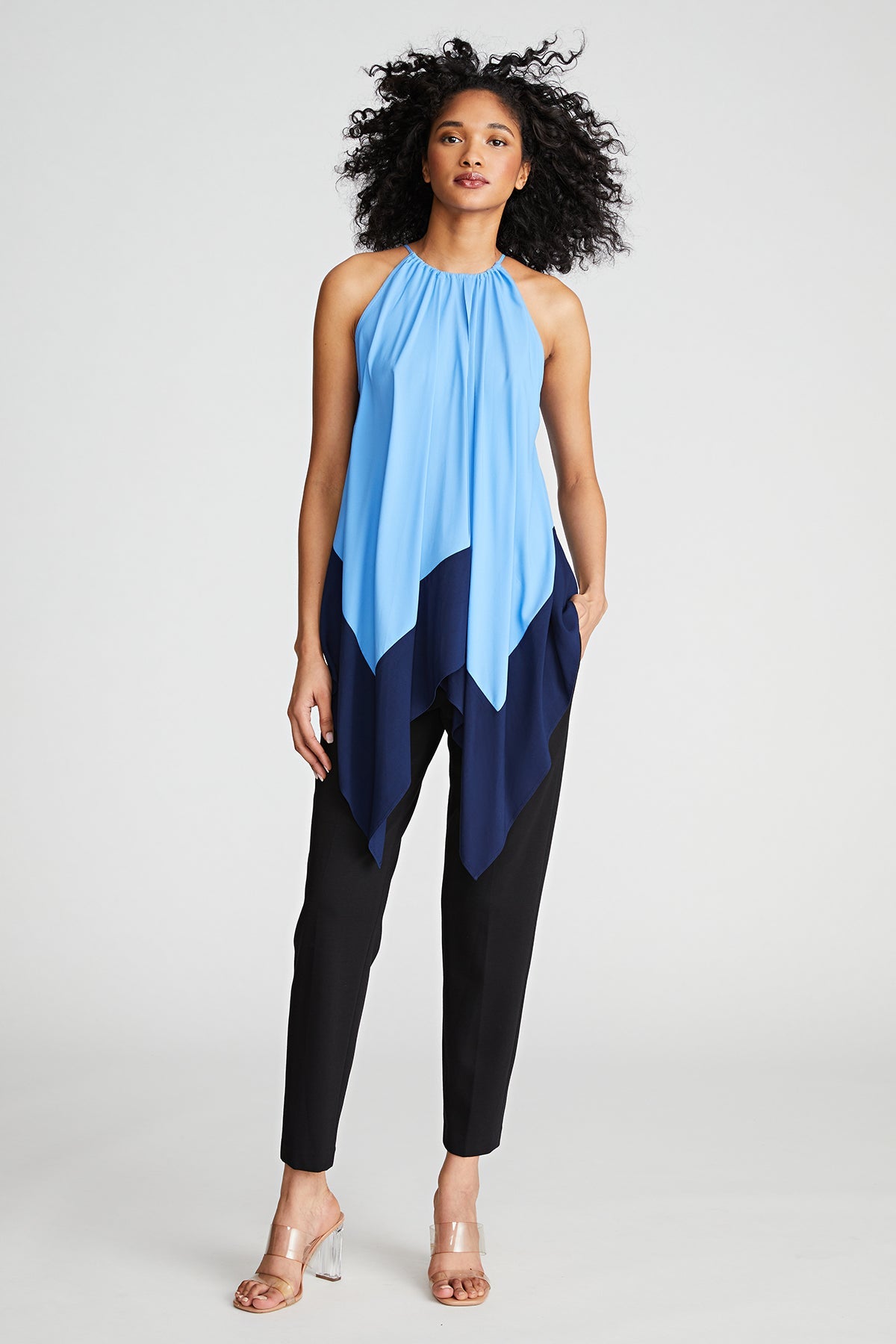 Halston | Kavita Top In Crepe De Chine | Medium Blue