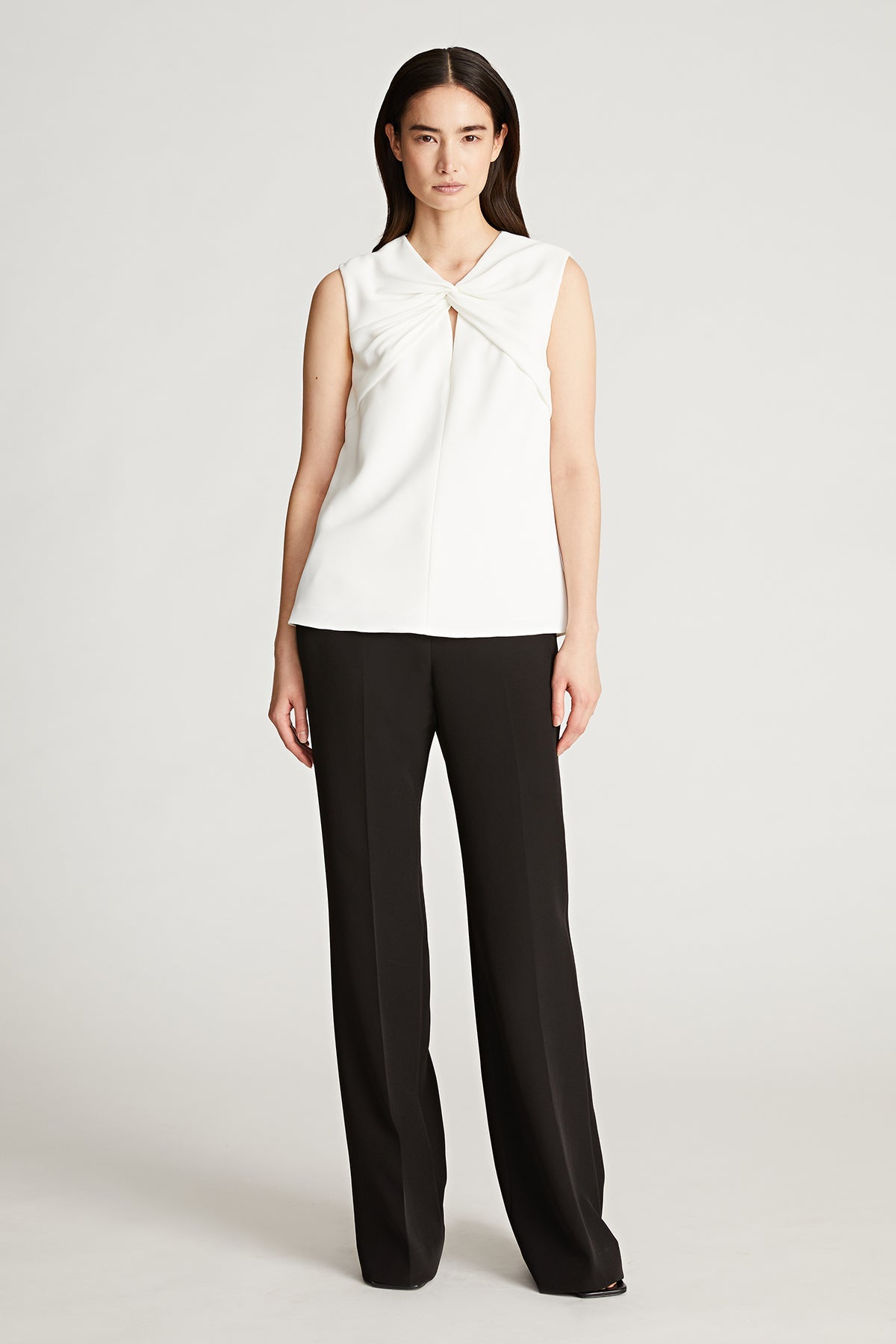 Halston | Faren Top In Fluid Crepe | Chalk