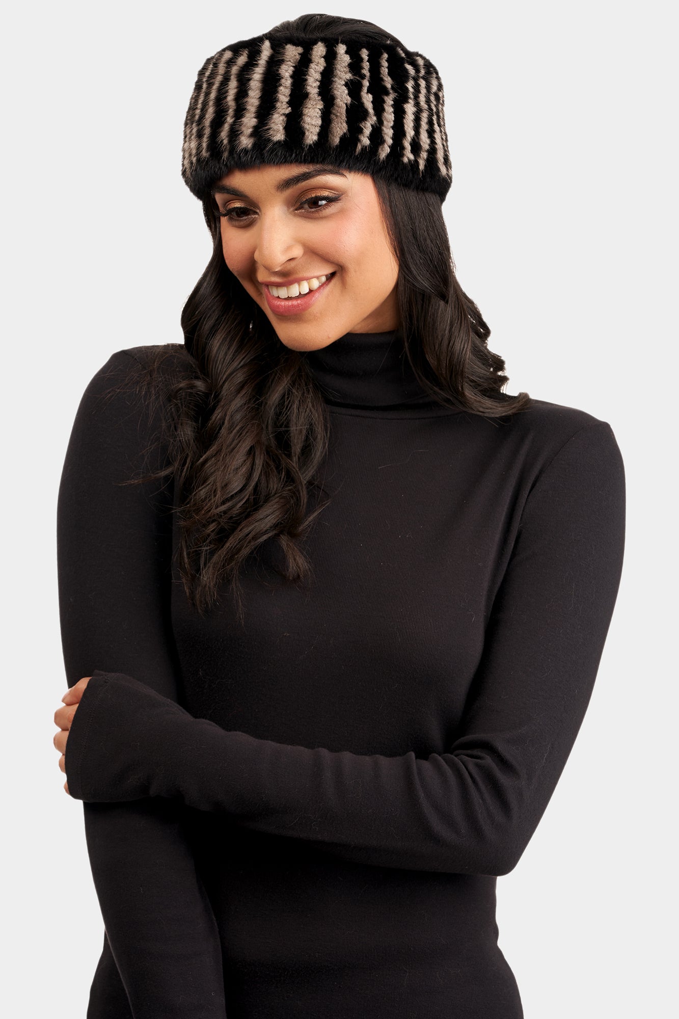 Mink Knit Headband | Women | Black x Gray