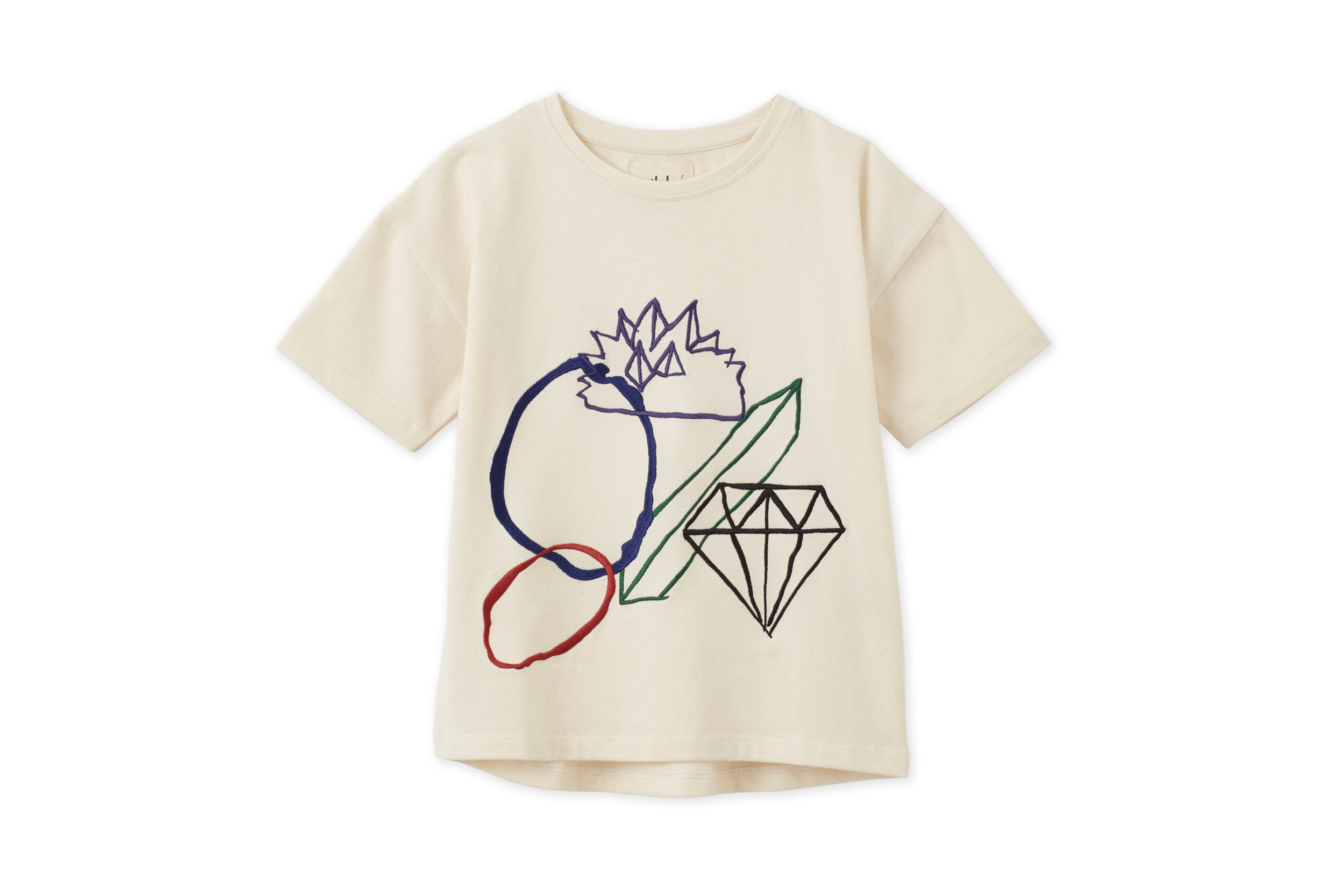 Unisex | Short Sleeve Embroidered Organic Cotton T-Shirt | Vild Lab No. 12 - Earth Rocks! Print