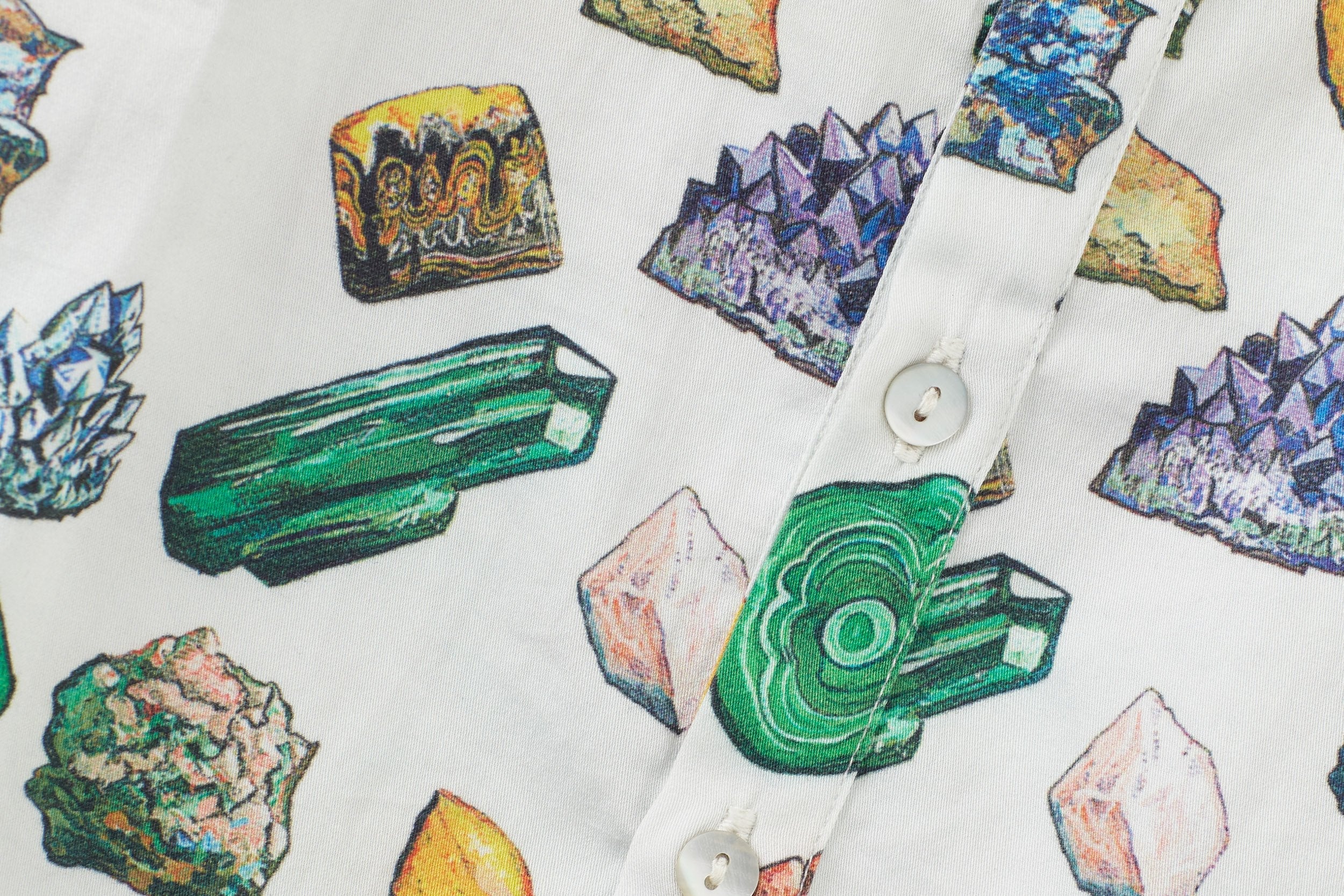 Unisex | Organic Cotton Band Collar Woven Shirt | Vild Lab No. 12 - Earth Rocks! Print