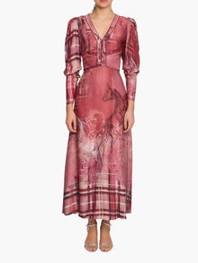 Wild Heart Tartan Printed Midi Dress | Red Multi