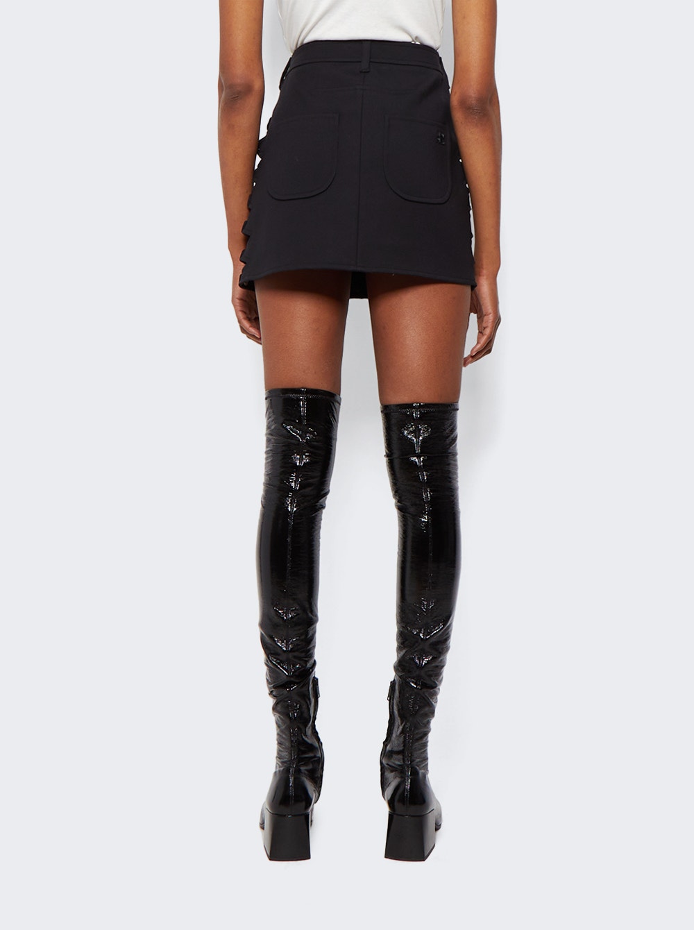 Women | Courrèges | Stretch Crepe V Cut Out Skirt | Black