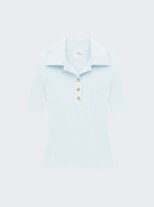 Women | Courrèges | Rib Knit Polo Top Iceberg | White