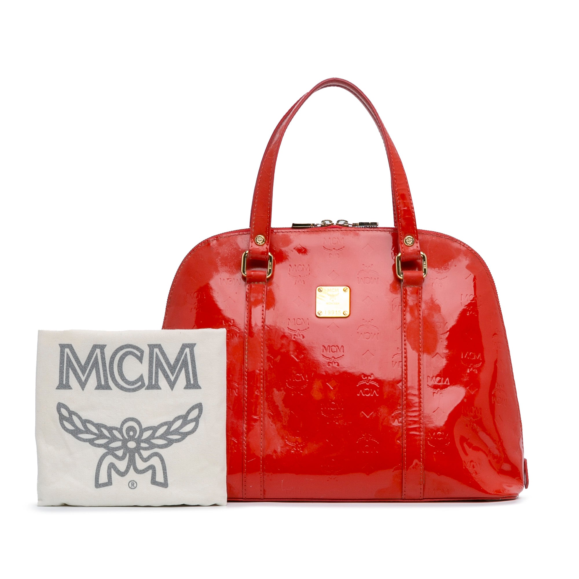 MCM | Pre-Owned Visetos Patent Handbag | Red