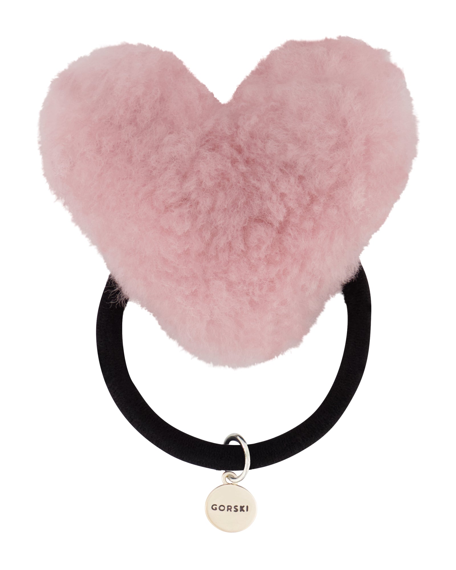 Hair Elastic With Heart Shaped Shearling Lamb Pompom | Women | Light Pink