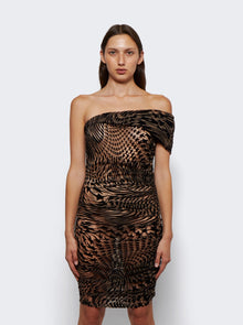 Women | Mugler | Printed Mesh Mini Dress | Nude