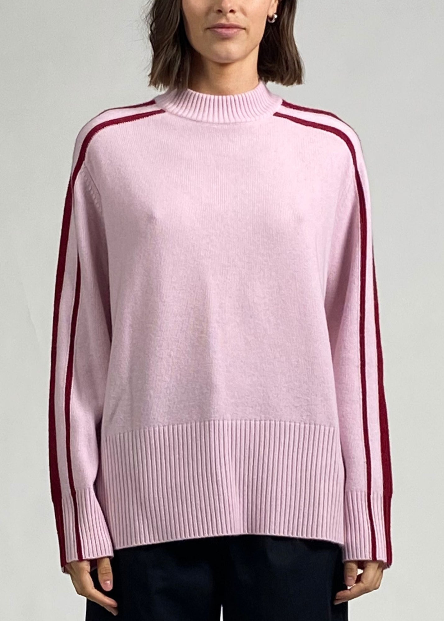 Emersyn Cashmere Sweater Carnation Pink - Solid and Striped