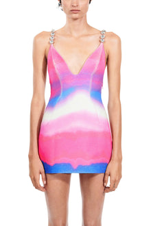 Ombre Crystal Mini Dress | Pink Multi