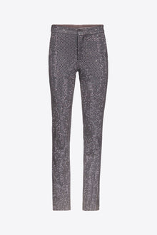 Crystal Embellished Tuxedo Pant | Charcoal