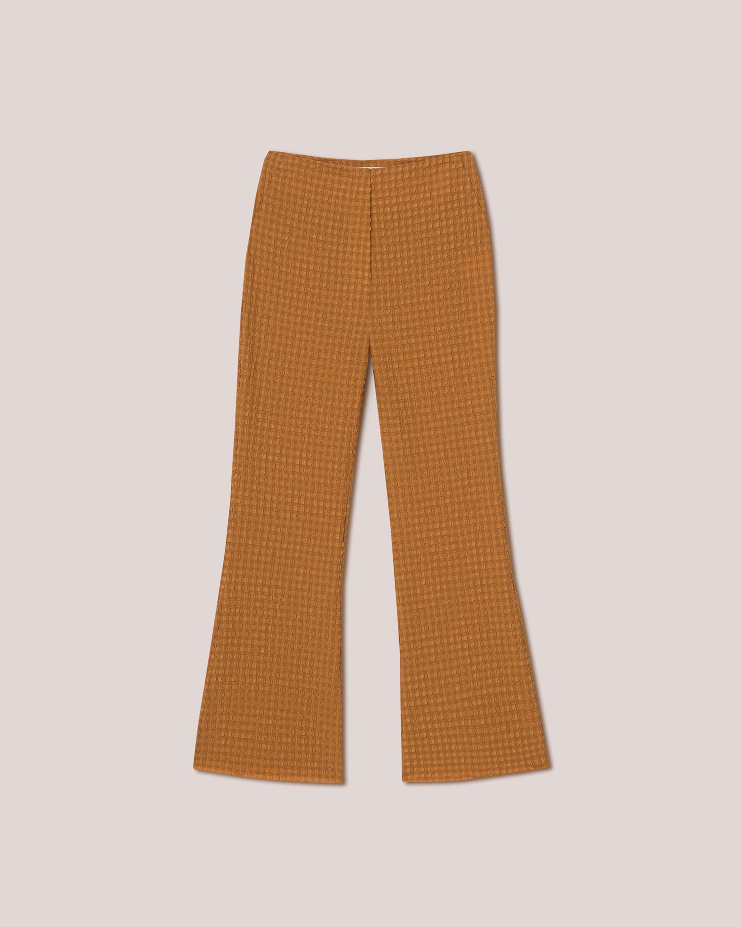 Womens | Tesa Slim Leg Seersucker Check Trouser | Camel